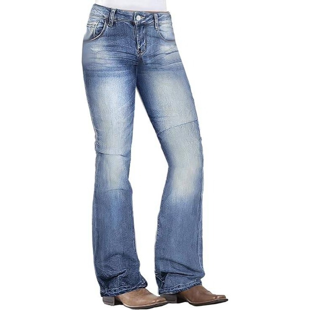 Flamingals Womens 4XL Medium Wash Bootcut Stretch Jeans Blue